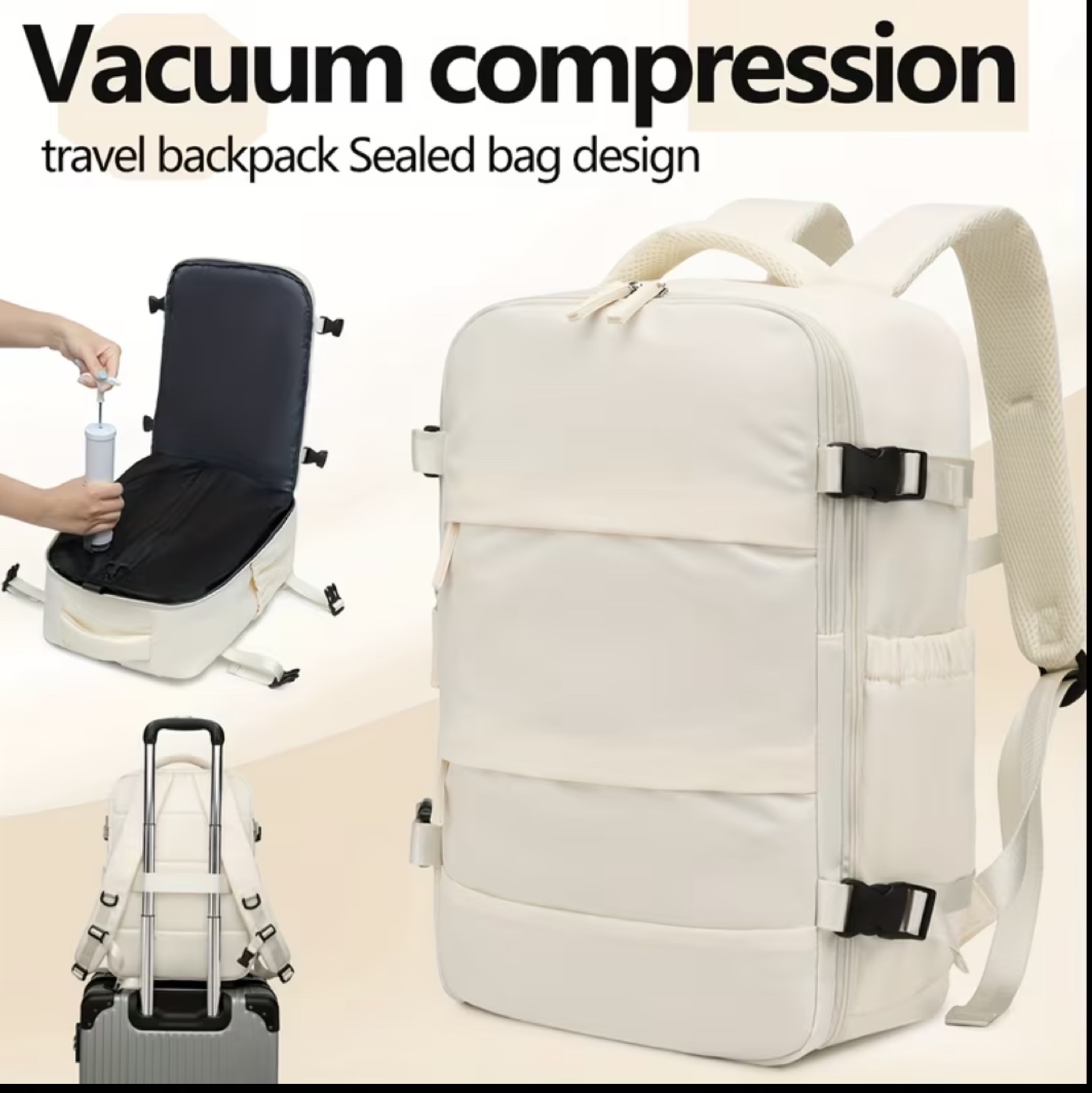 Brand New Vacuum Compression Backpack - Beige