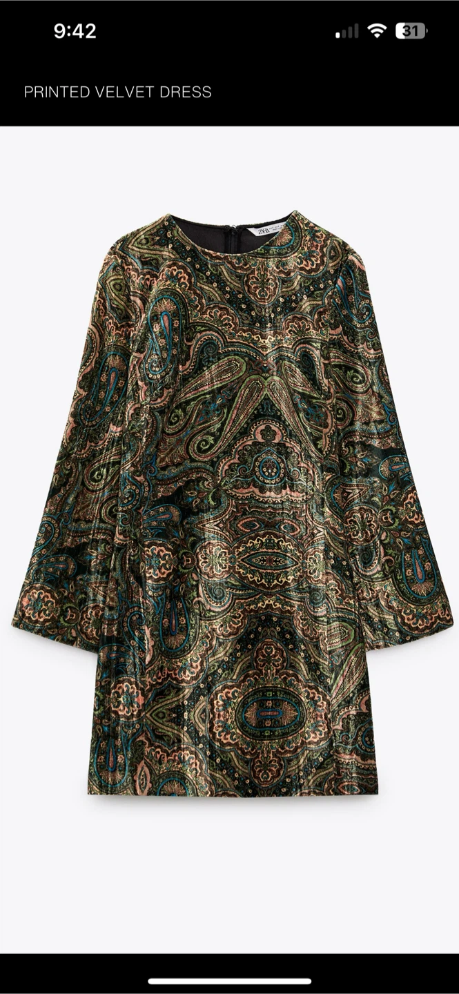 Zara Printed Velvet Dress ***Move out sale***