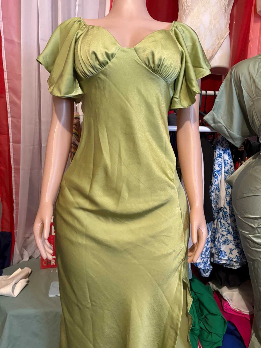 Green Satin Dress