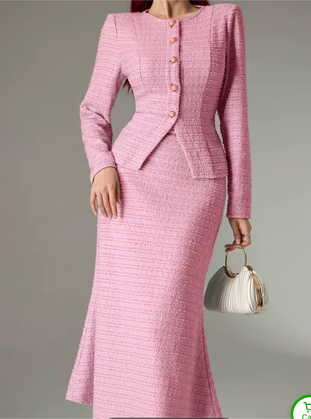 Pink Tweed Skirt Suit Set - photo 2