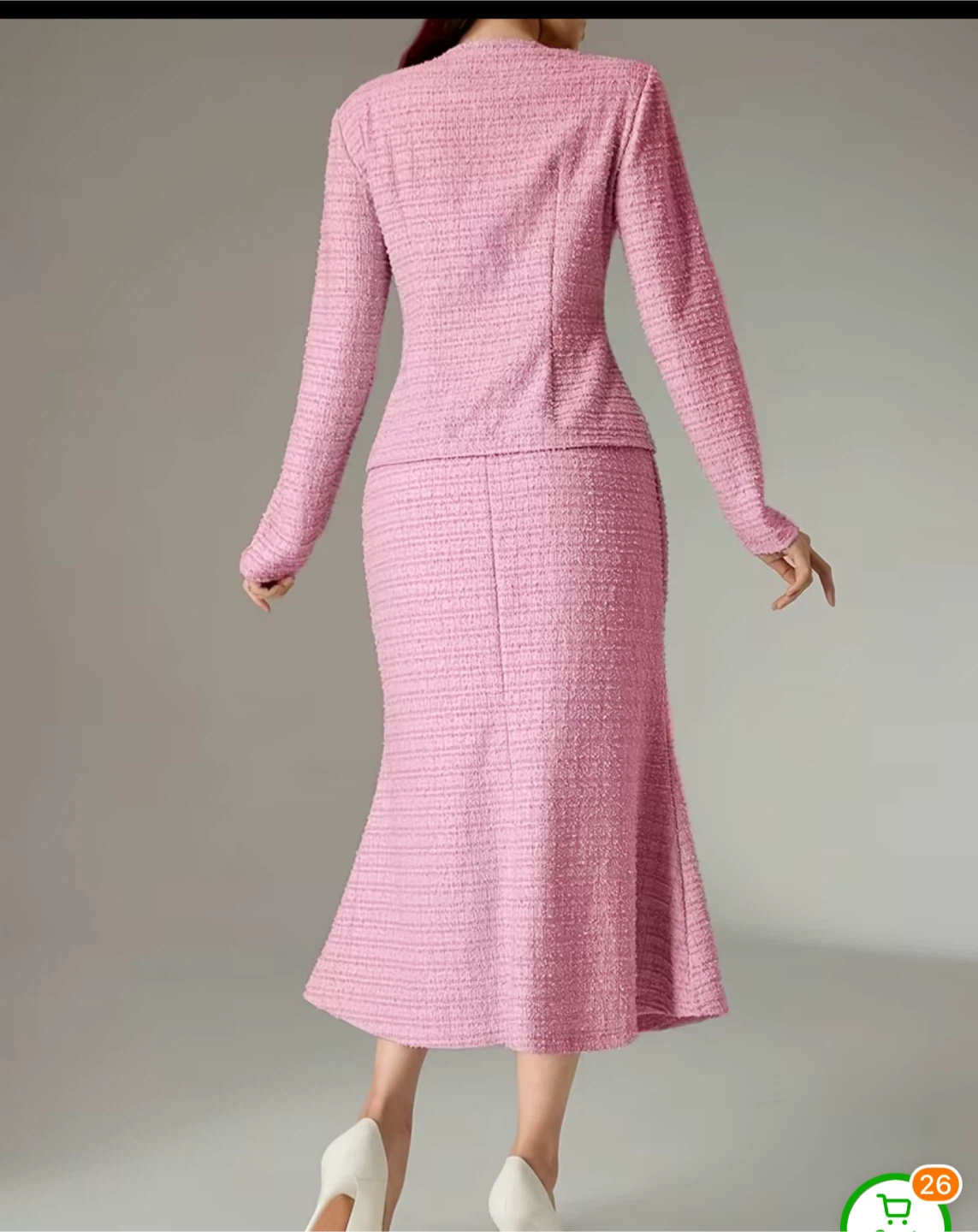 Pink Tweed Skirt Suit Set