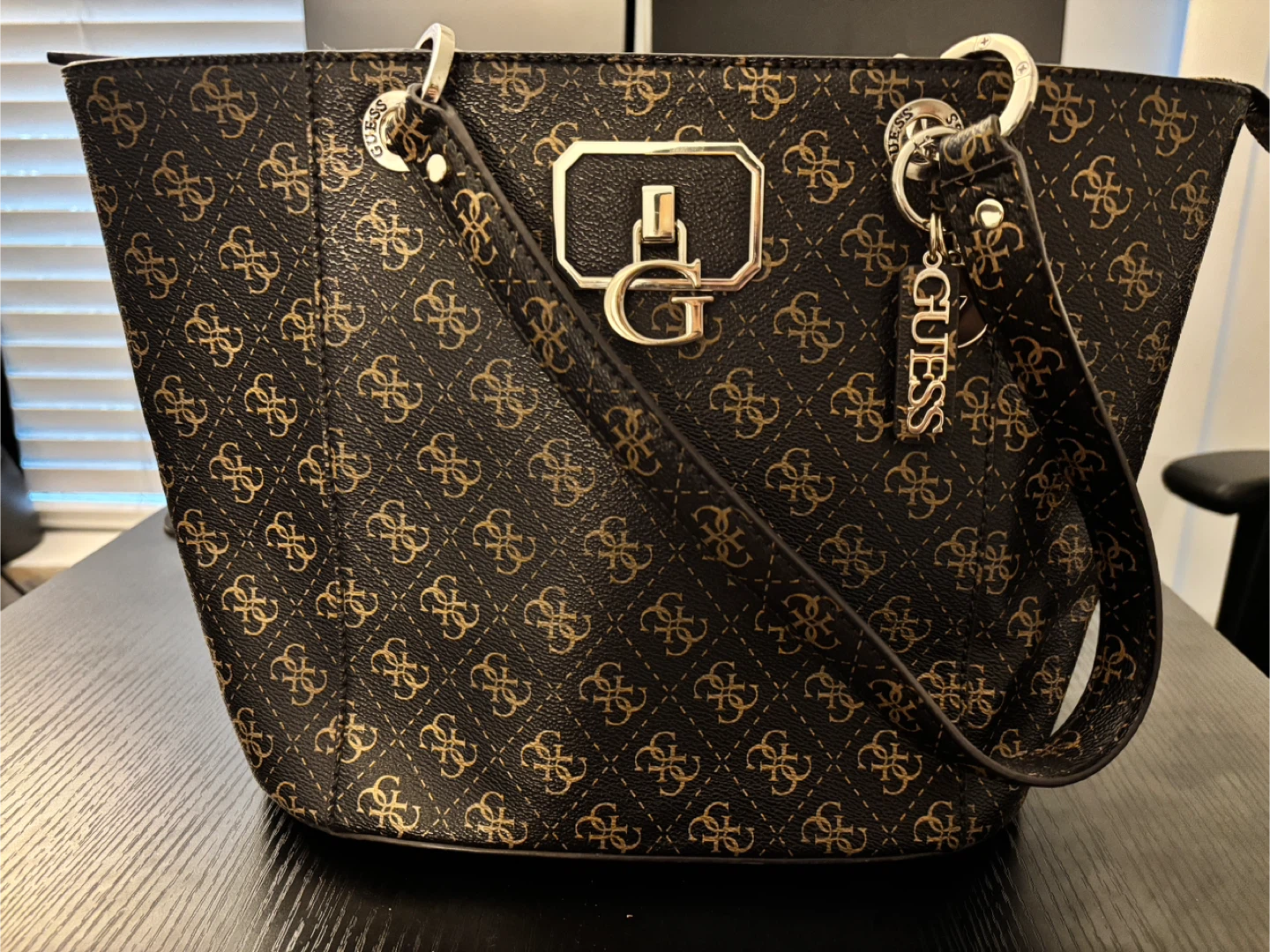 Guess Brown Pattern Tote Bag