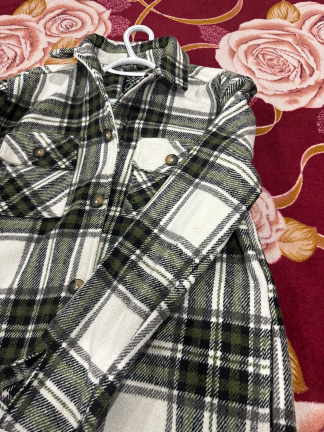 Flannel Shirt - Green & White Plaid