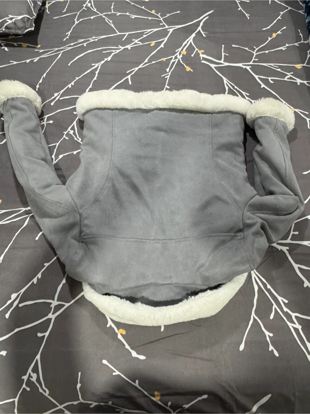Grey Faux Suede Biker Jacket - photo 3