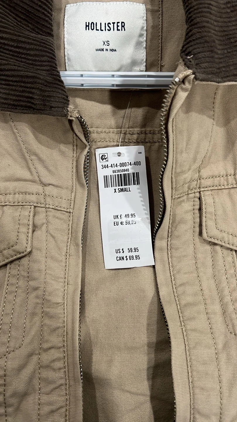 Hollister XS Tan Corduroy Collar Jacket - New - photo 3