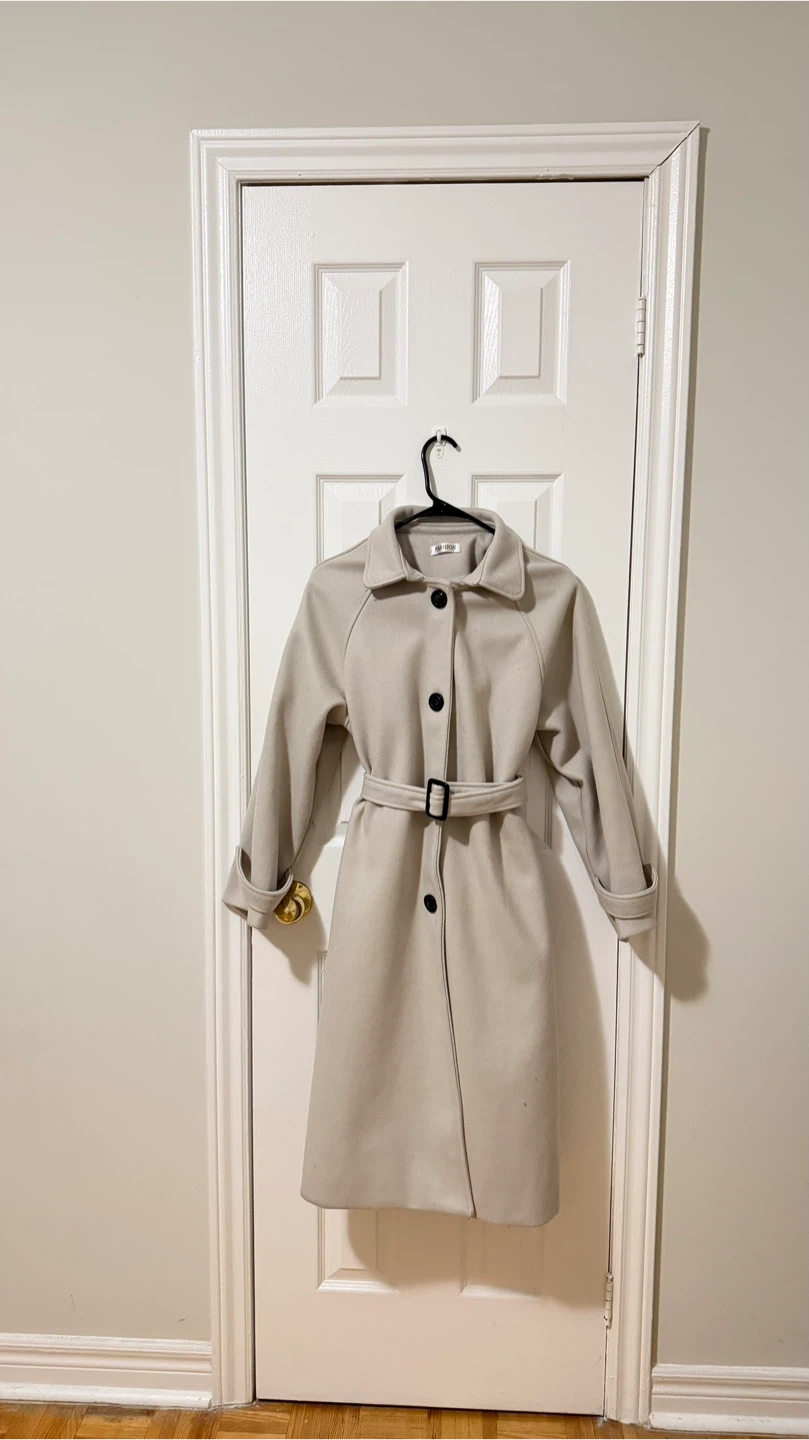 Beige Trench Coat with Belt - photo 3
