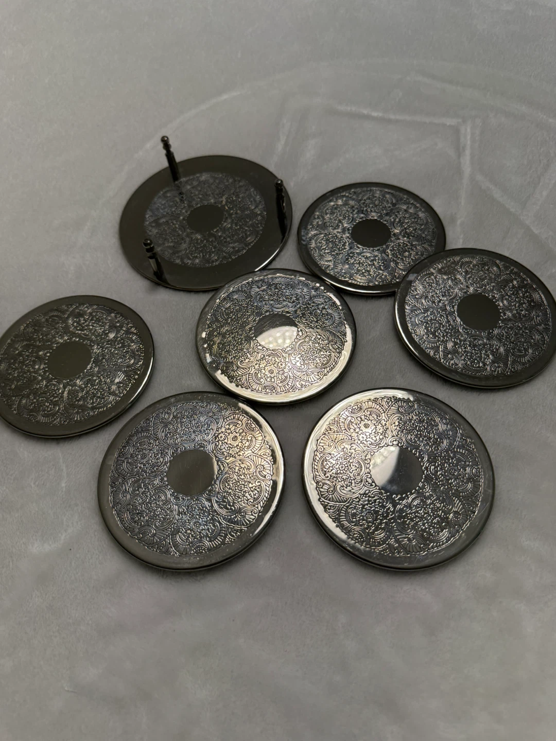 Vintage Silver Plated Coasters with Holder - photo 2
