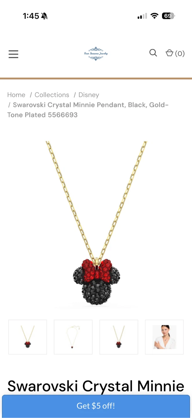 Swarovski Crystal Minnie Pendant, Black, Gold-Tone Plated - photo 2
