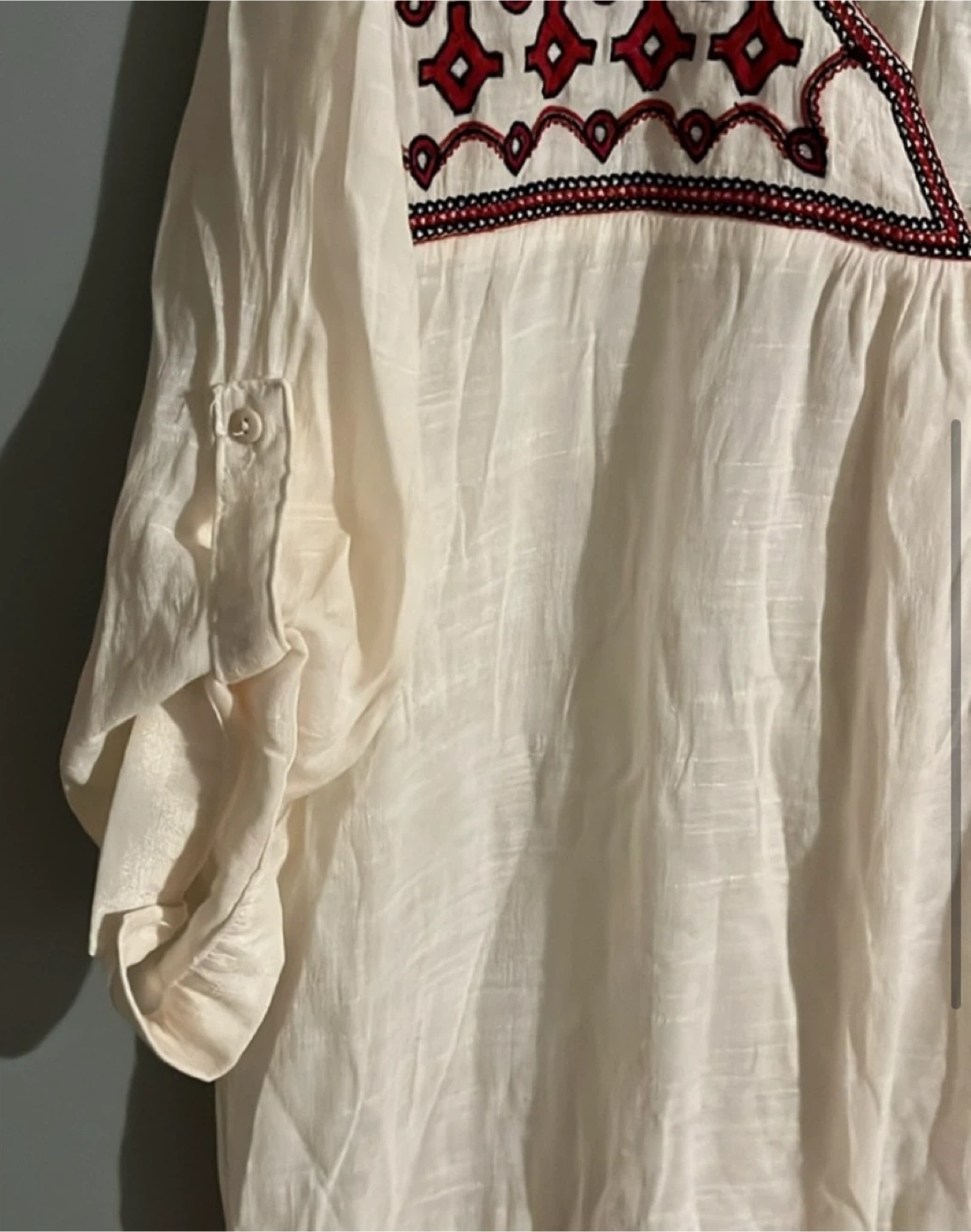 Reitmans Cream Embroidered Blouse large size - photo 4