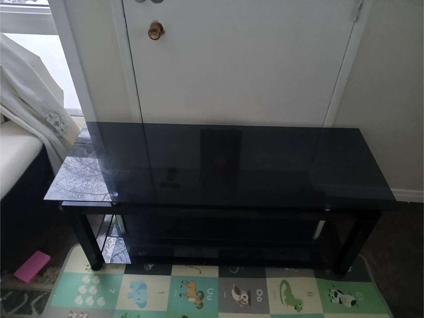 Black Glass Top TV Stand - photo 2