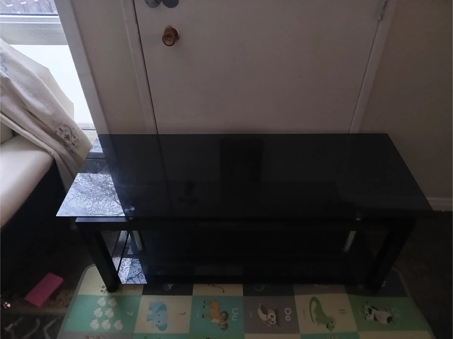Black Glass Top TV Stand - photo 3