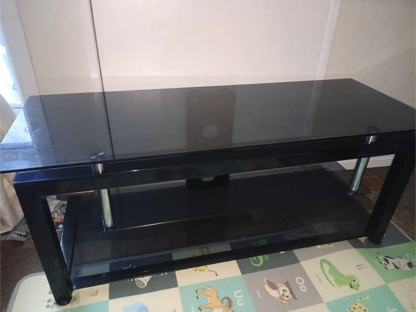 Black Glass Top TV Stand