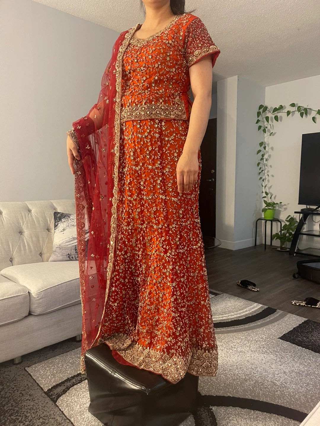 Orange Indian Lehenga Choli Set - photo 4