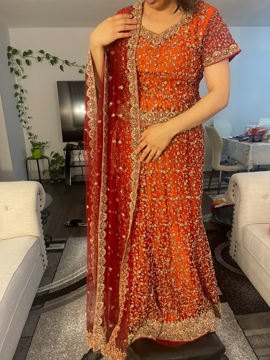 Orange Indian Lehenga Choli Set