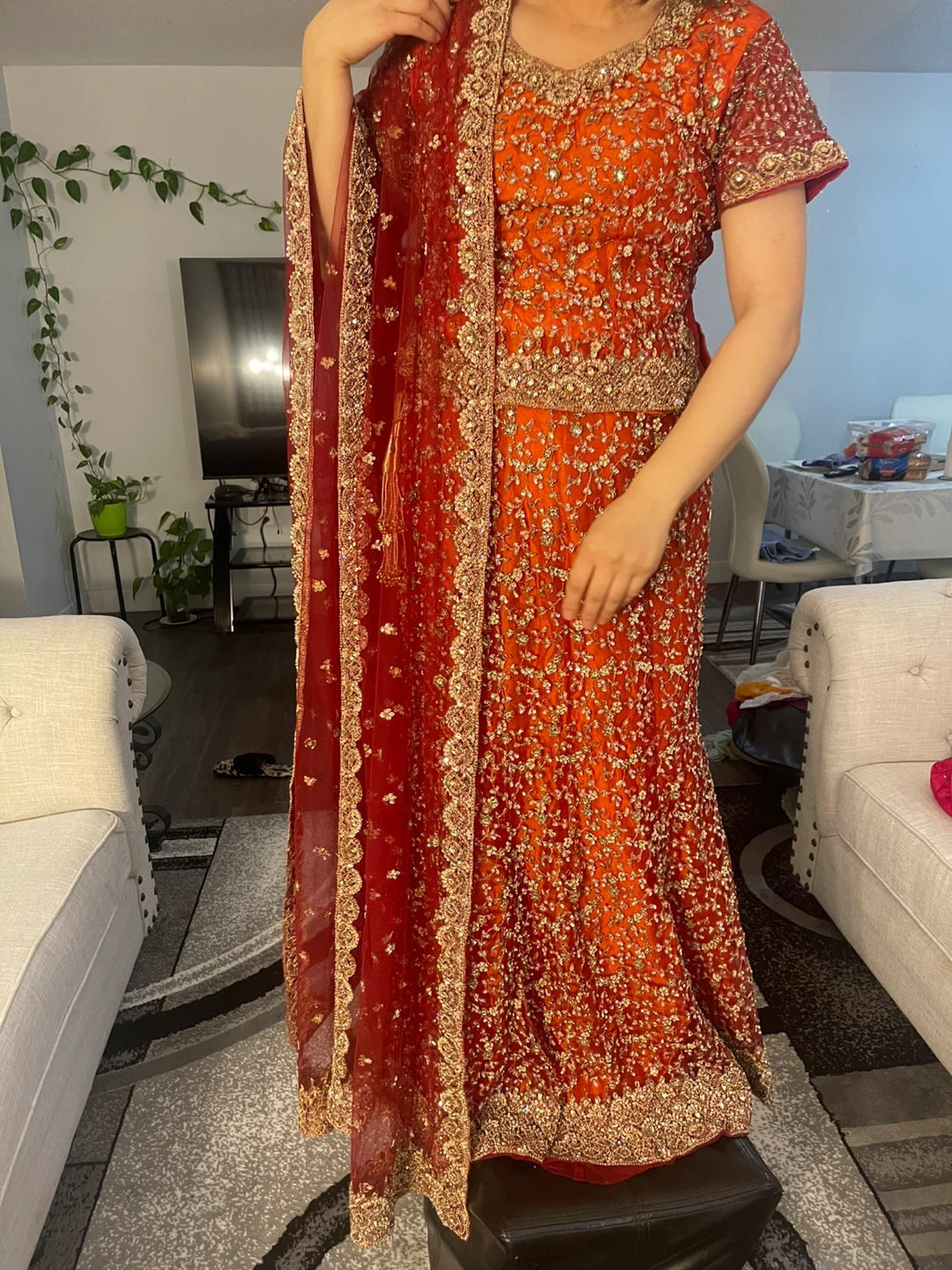 Orange Indian Lehenga Choli Set - photo 3