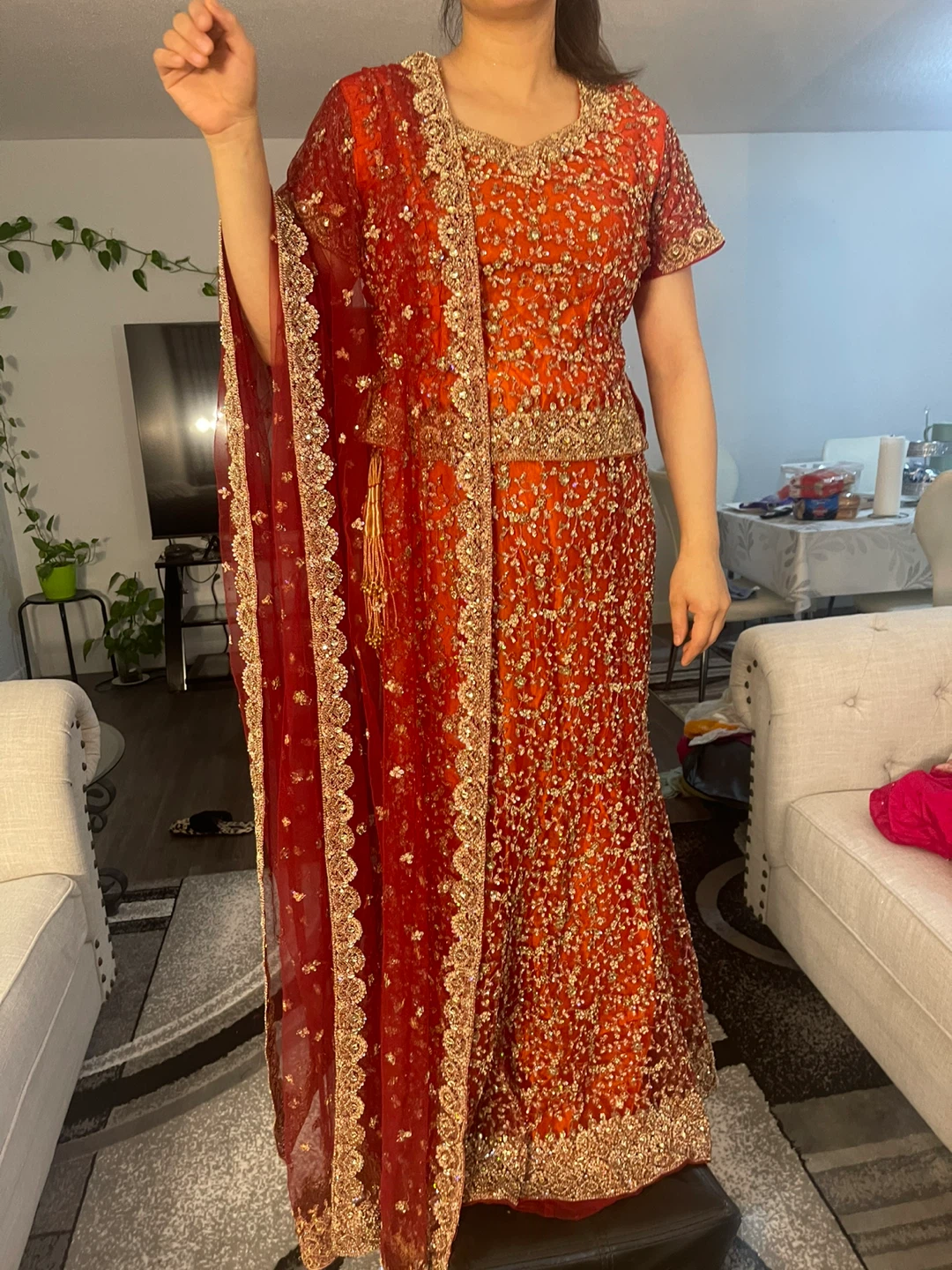 Orange Indian Lehenga Choli Set - photo 2