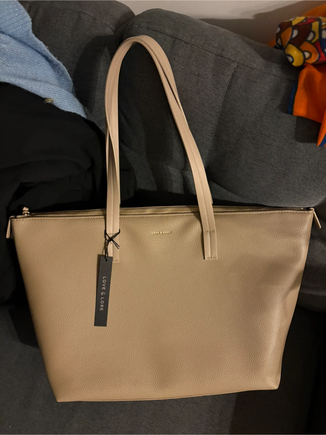 Indigo Love & Lore Heather Zip Tote - Beige