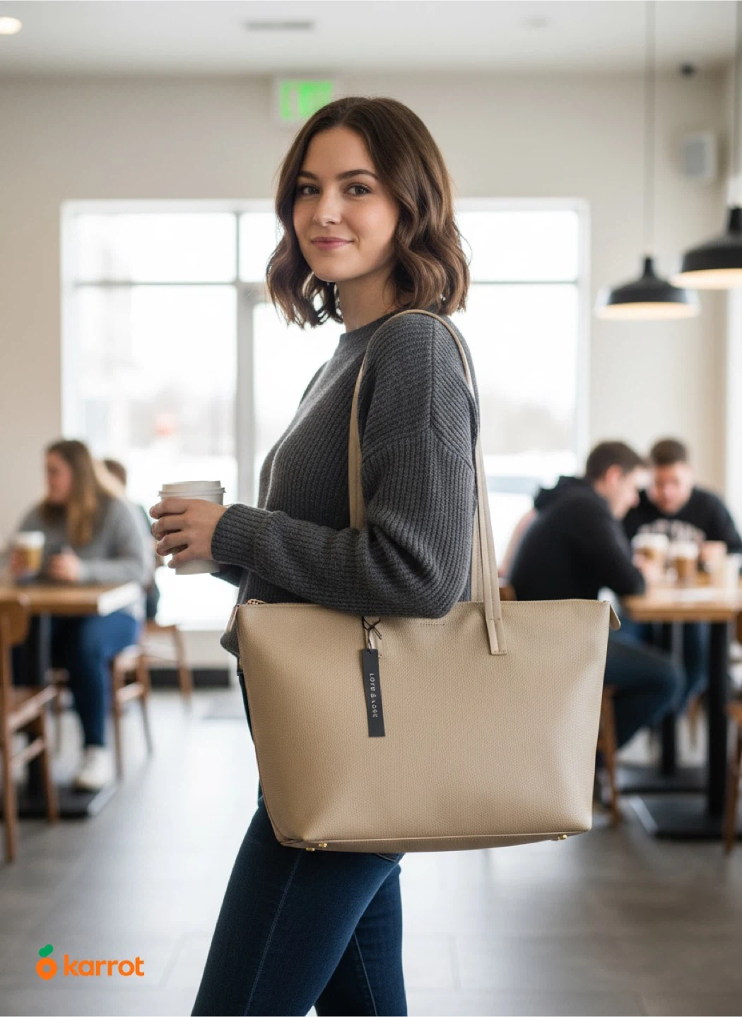 Indigo Love & Lore Heather Zip Tote - Beige - photo 2
