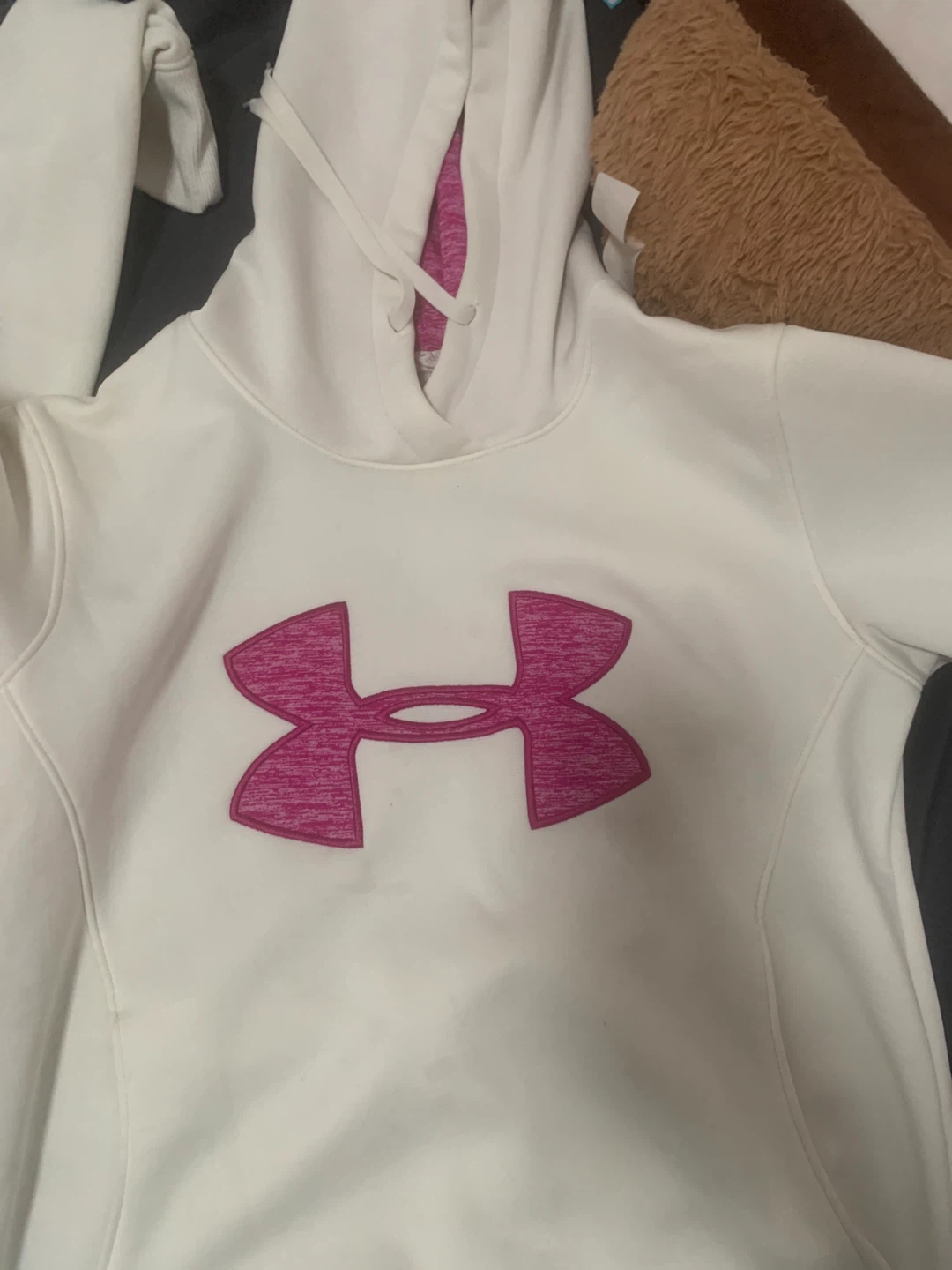 Under Armour White & Pink Hoodie