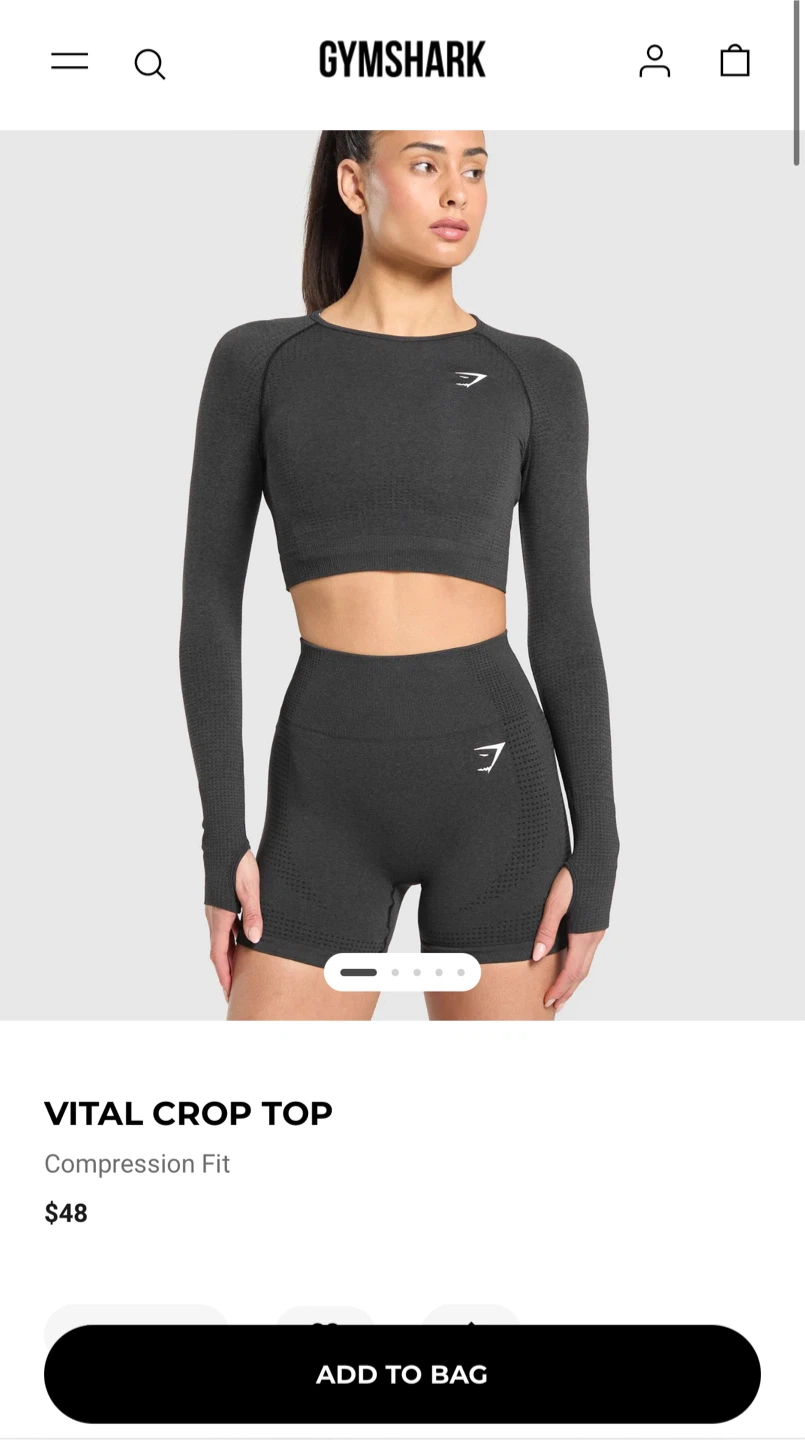 Gymshark Vital Crop Top - Charcoal Marl
