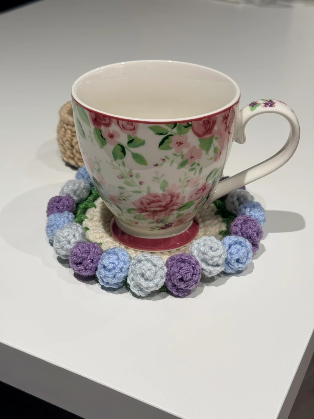Handmade crochet cup coaster set