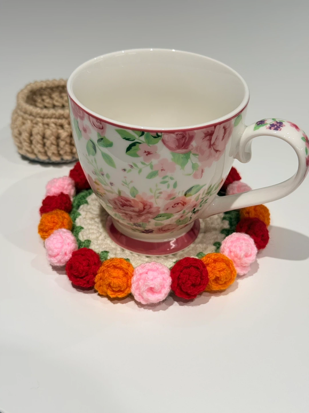 Handmade crochet cup coaster set