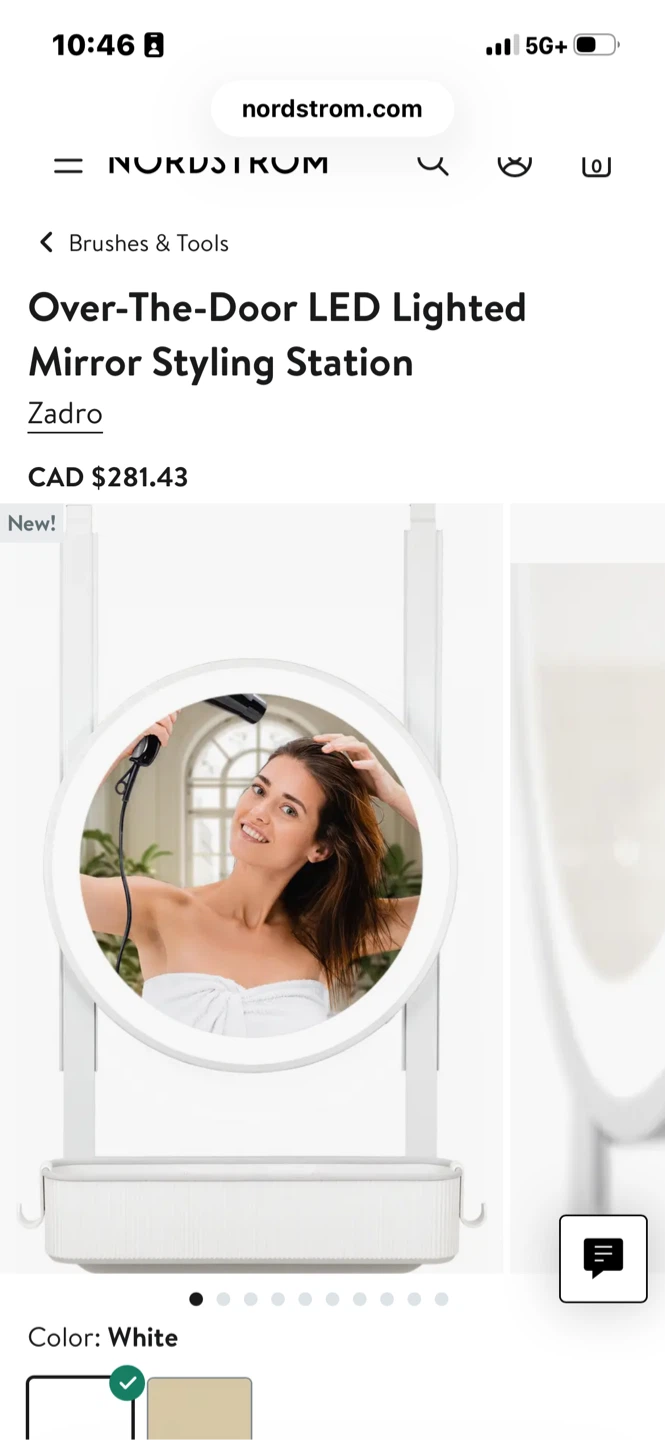 Zadro Over-The-Door LED Lighted Mirror - White