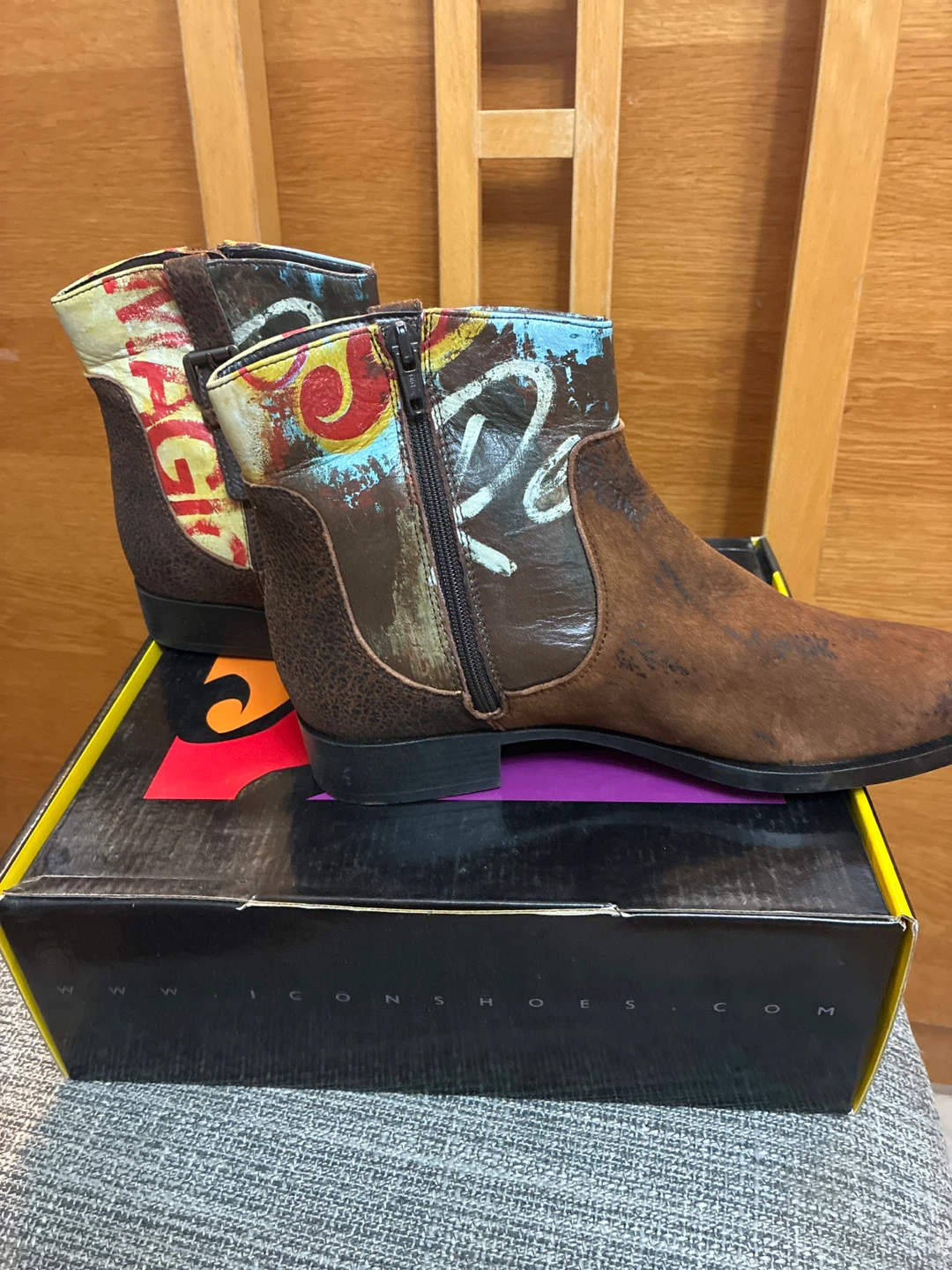 Icon New  Shoes Brown Leather Ankle Boots - Size 8