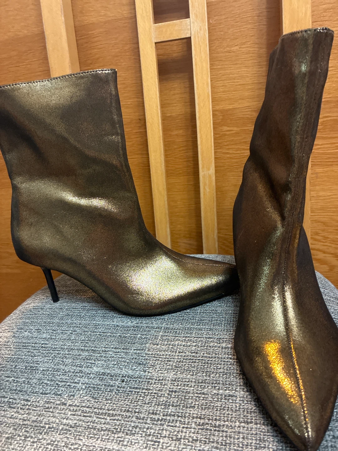 New Zara Gold Ankle Boots - Size 37