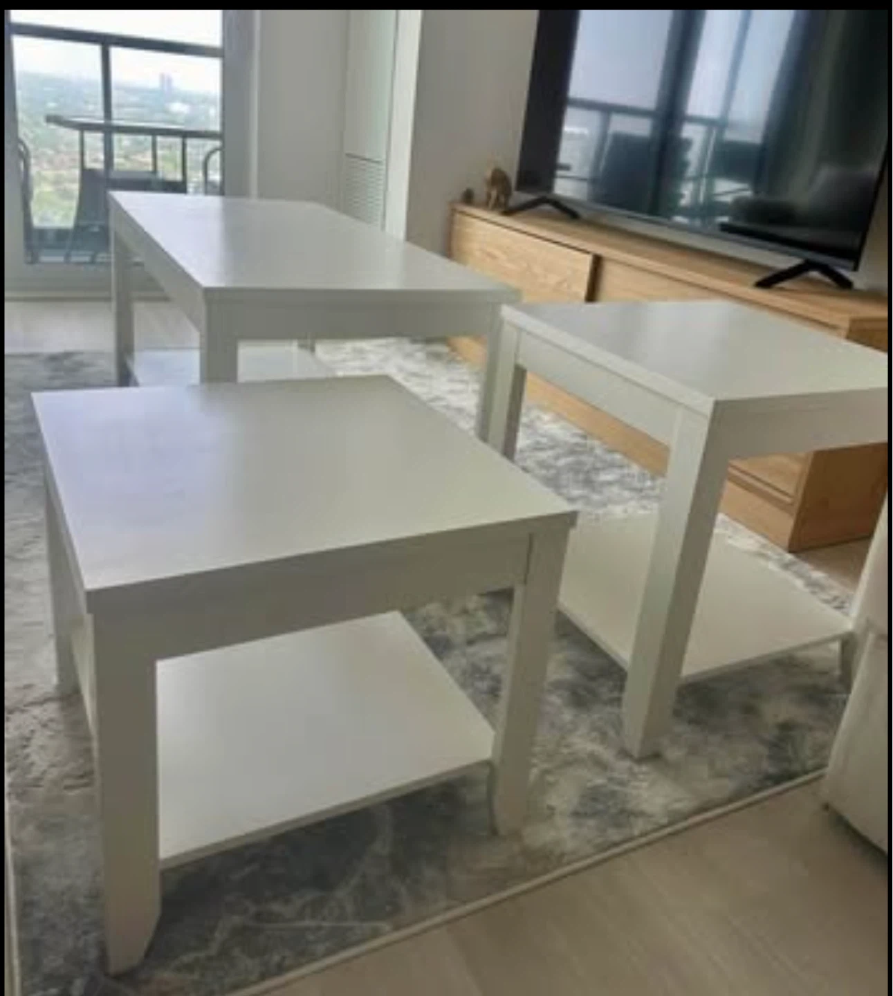 White Side Tables with Shelf