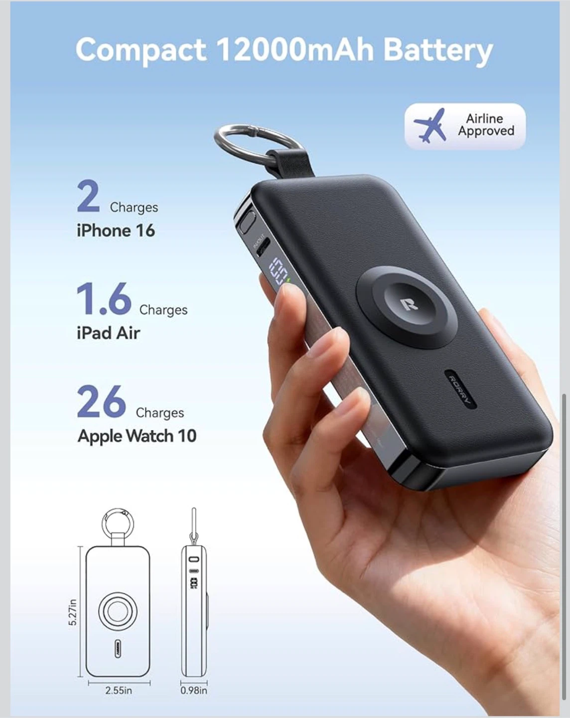 RORRY 12000mAh Portable Charger - Like New! - photo 5
