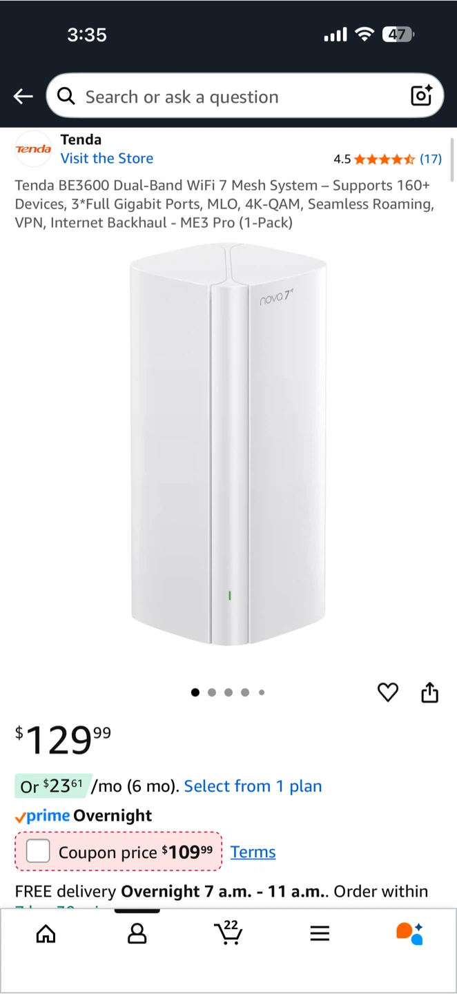 New Tenda Nova BE3600 Whole Home Mesh Wi-Fi 7 System - photo 2