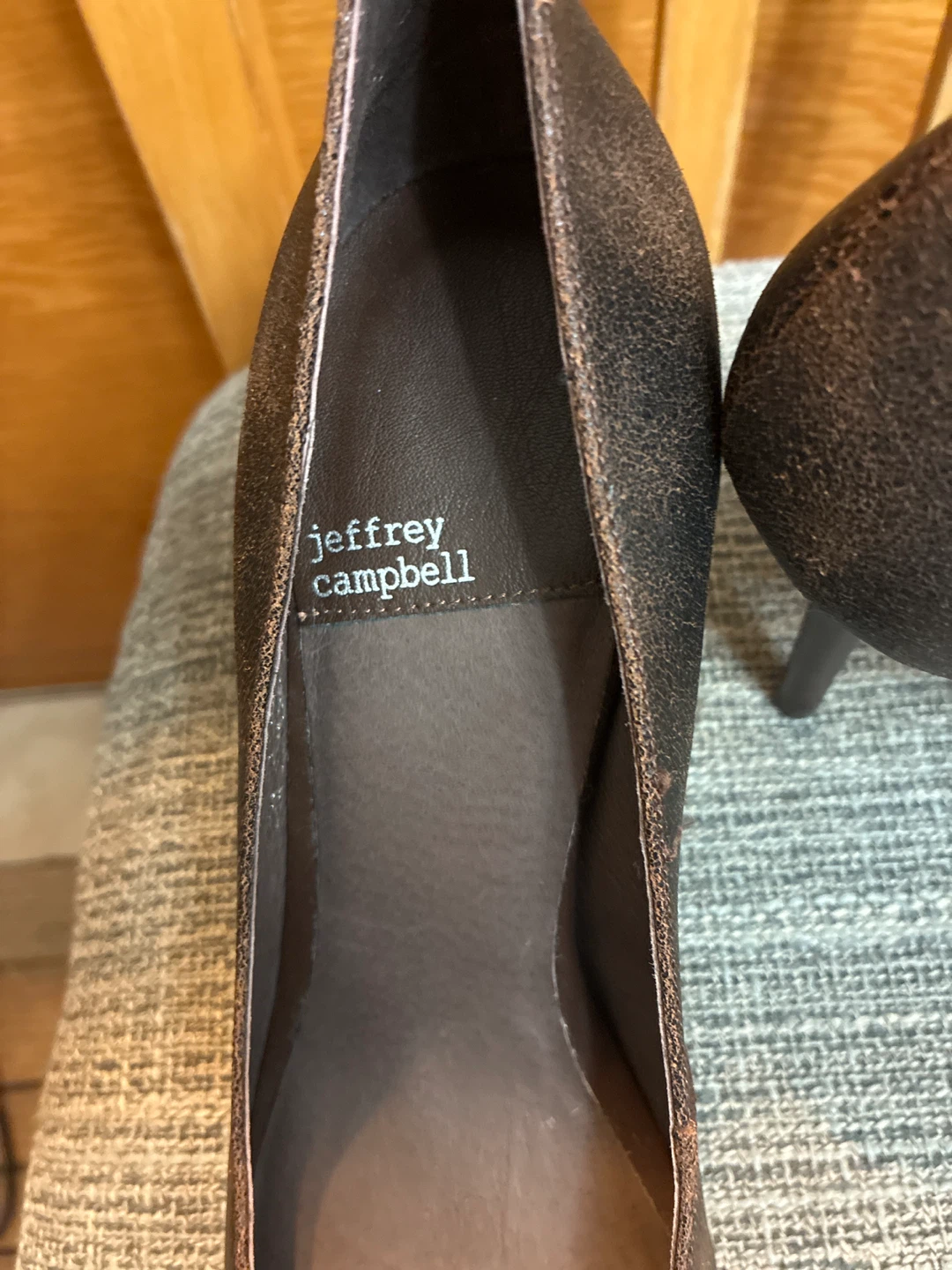 New Leather Jeffrey Campbell Antique Brown Heels - Size 9.5 - photo 2