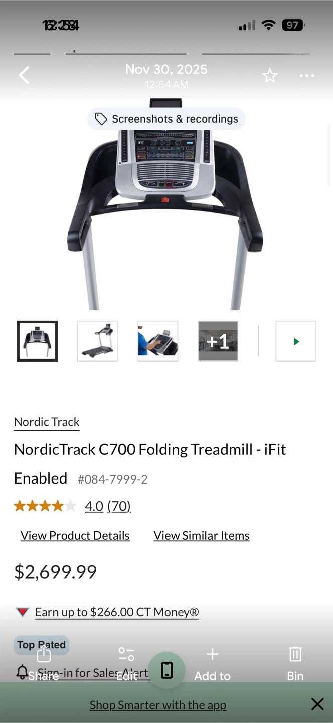 NordicTrack C700 Folding Treadmill - iFit Enabled