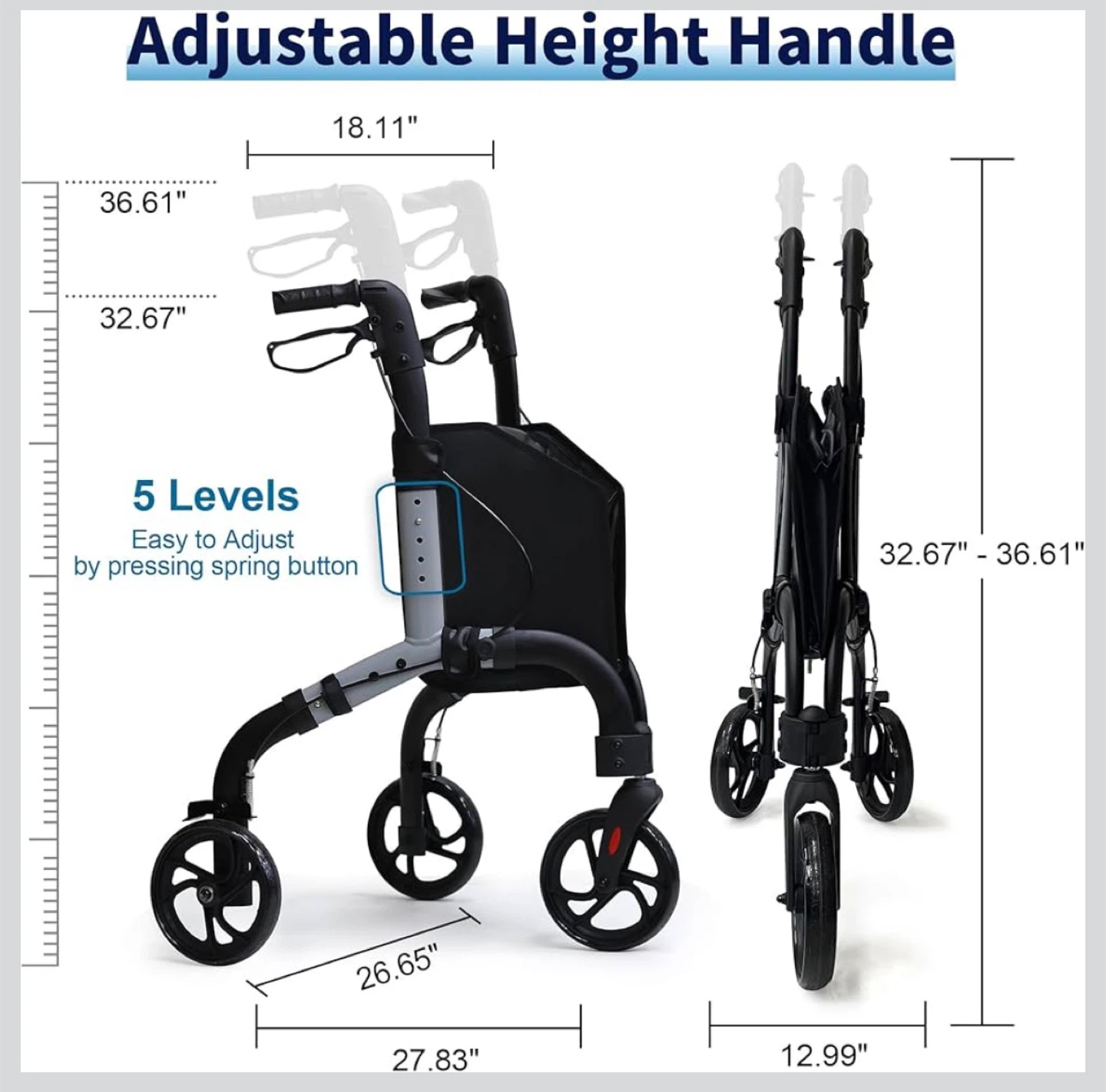 (New)Lightweight Foldable Walker - Adjustable Height - photo 2