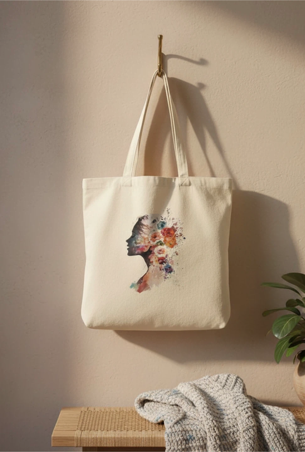 Floral Silhouette Tote Bag