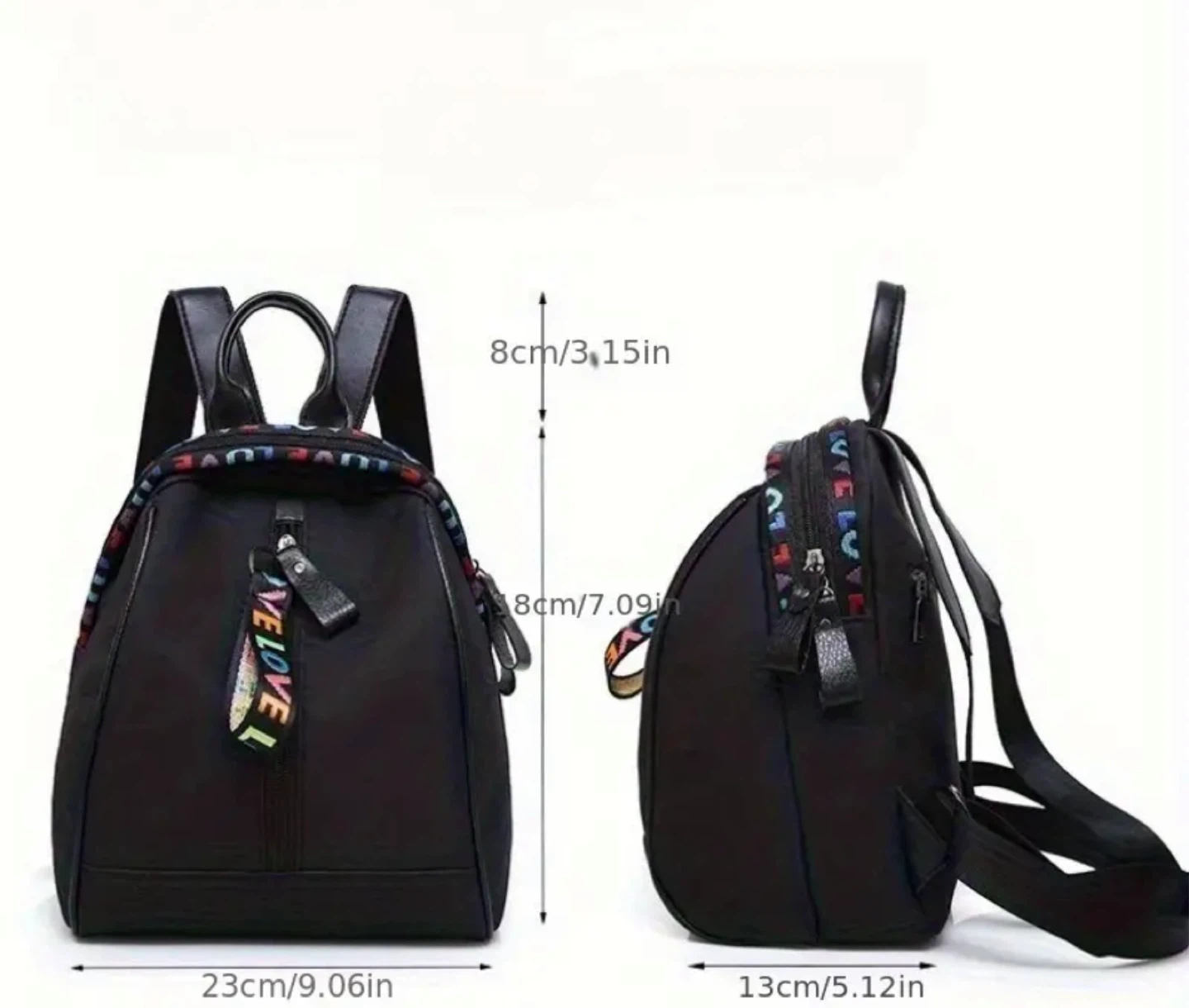 New! Black Backpack with 'LOVE' Design