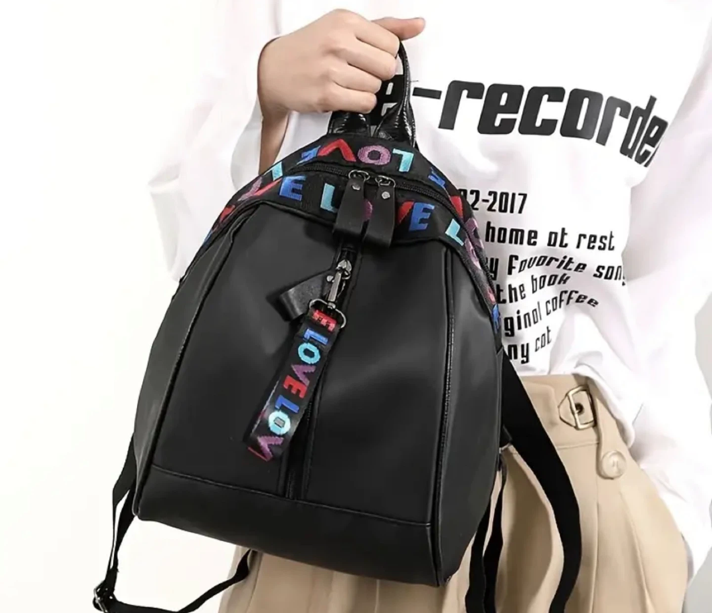 New! Black Backpack with 'LOVE' Design - photo 4