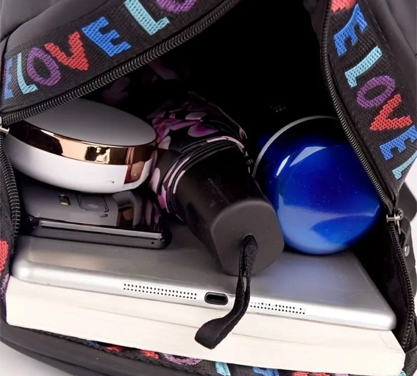 New! Black Backpack with 'LOVE' Design - photo 2