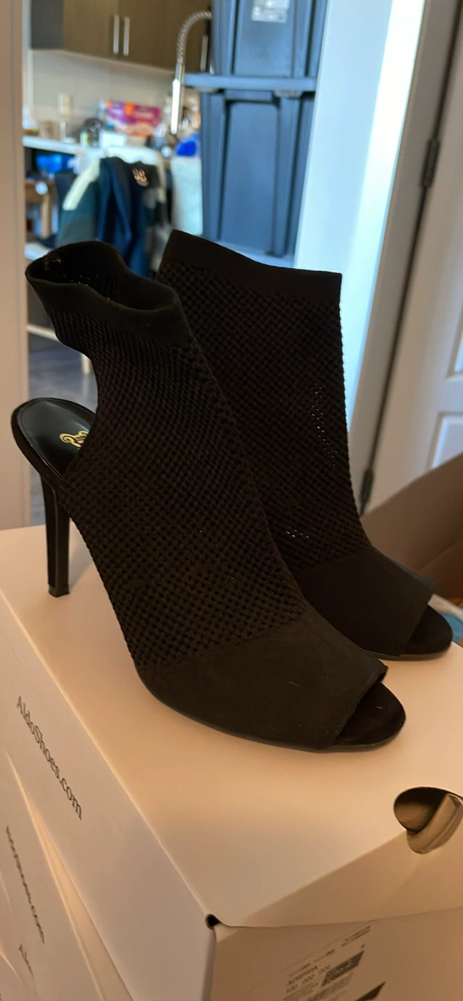 Black Open Toe Booties, Size 9 - photo 2