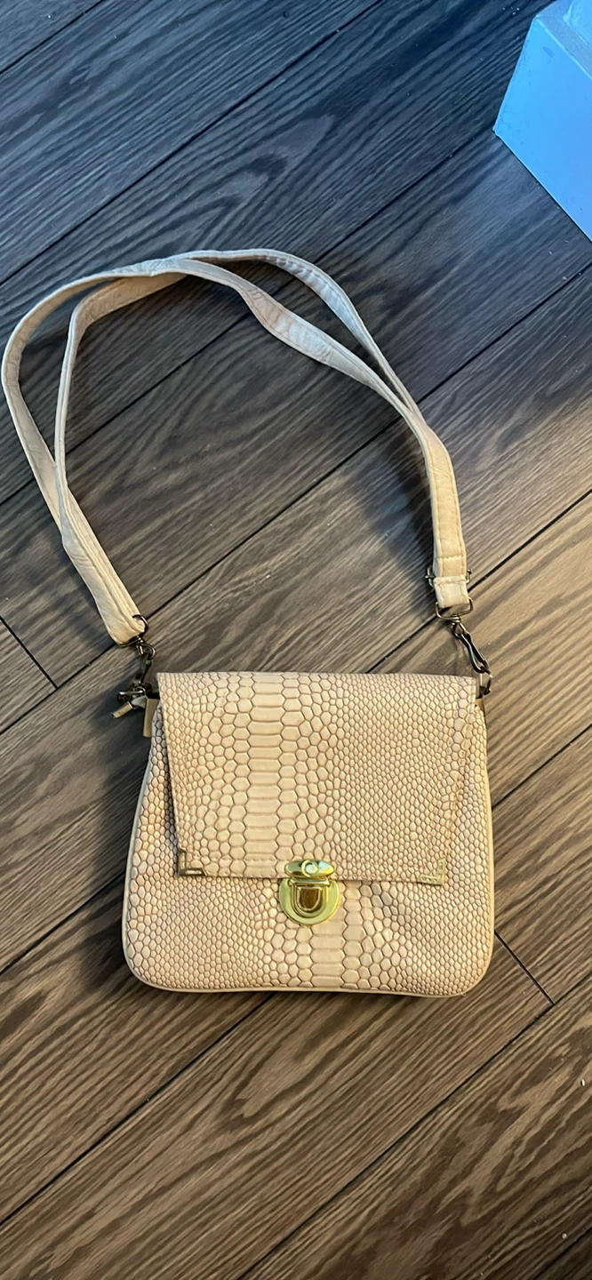 Beige Snakeskin Pattern Crossbody Bag