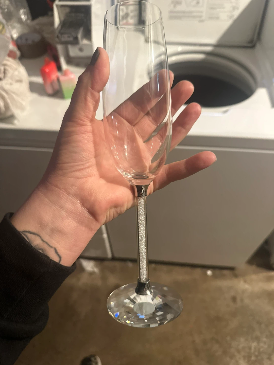 Champagne Flute Glasses with Crystal Stem