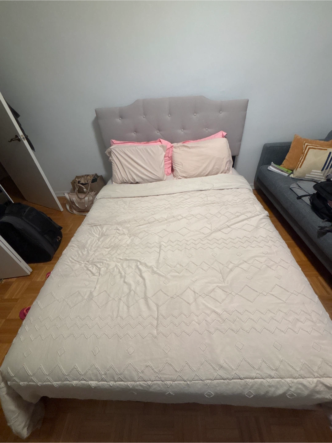 Upholstered Bed Frame - Grey