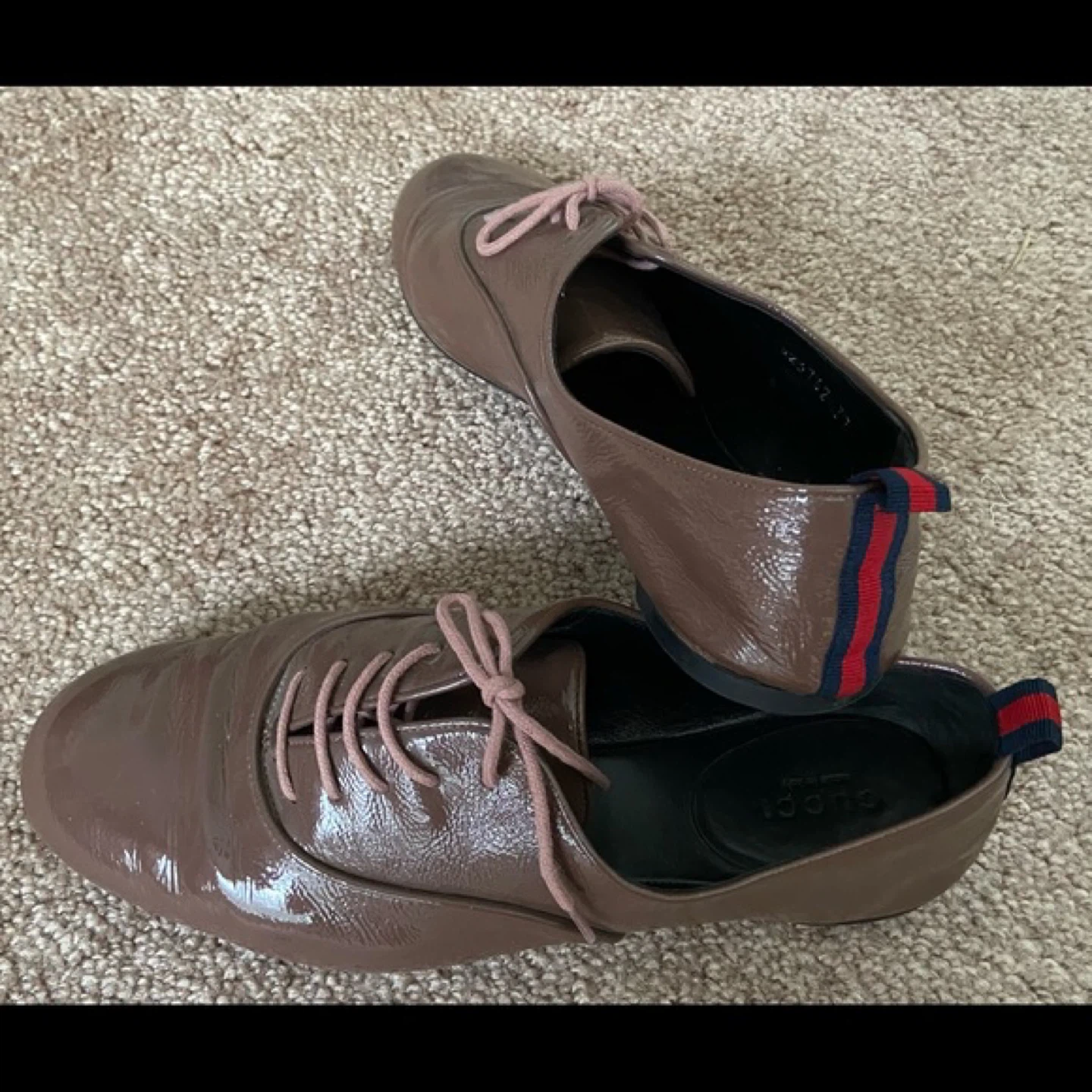 Gucci Brown Patent Leather Lace-up Shoes