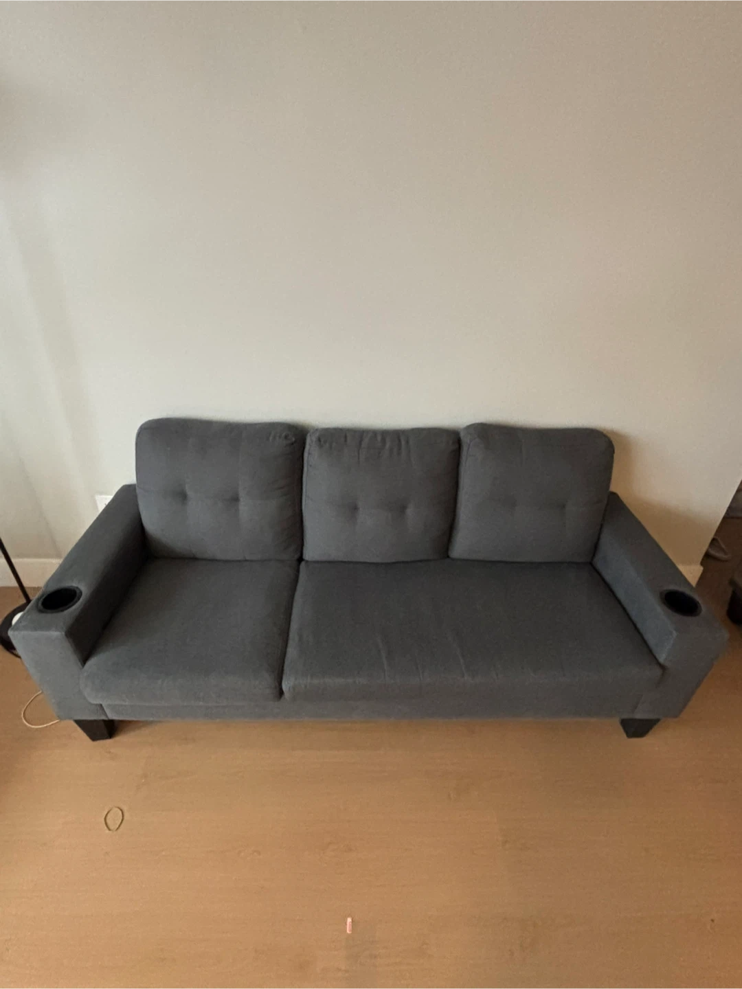 Grey Sofa with Cup Holders
