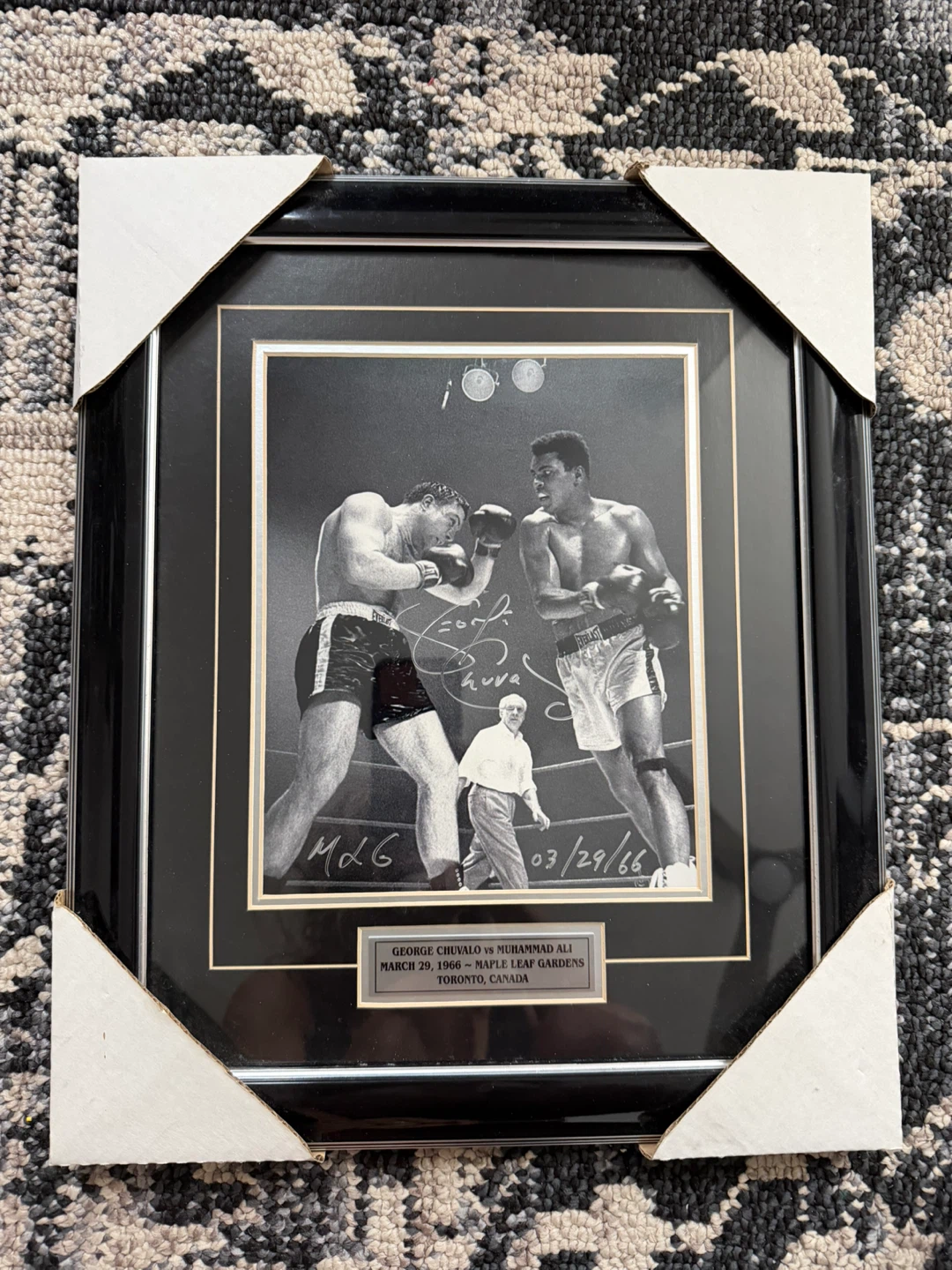 George Chuvalo vs Muhammad Ali Autographed Photo & Glove