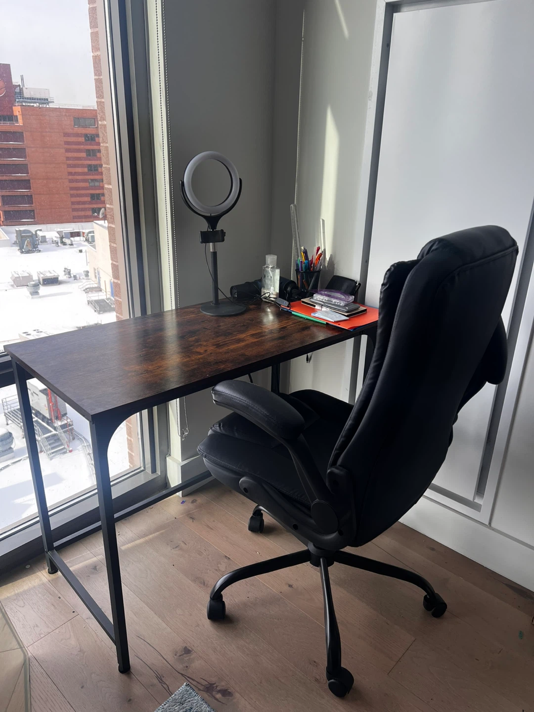 Study Desk and Black Office Chair