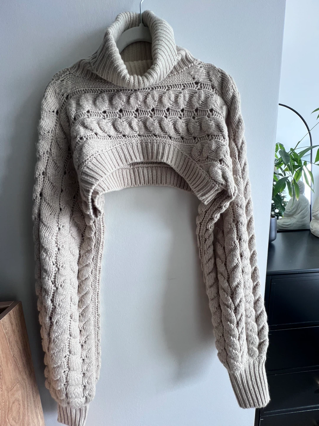 Maniere De Voir Knit Cropped Turtleneck Sweater