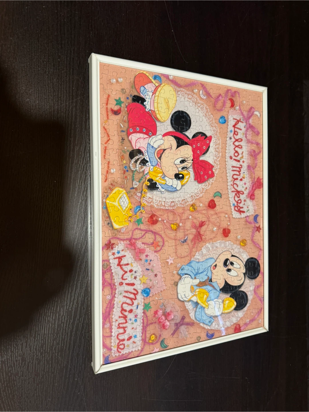 Hello! Mickey Minnie Puzzle built and framed