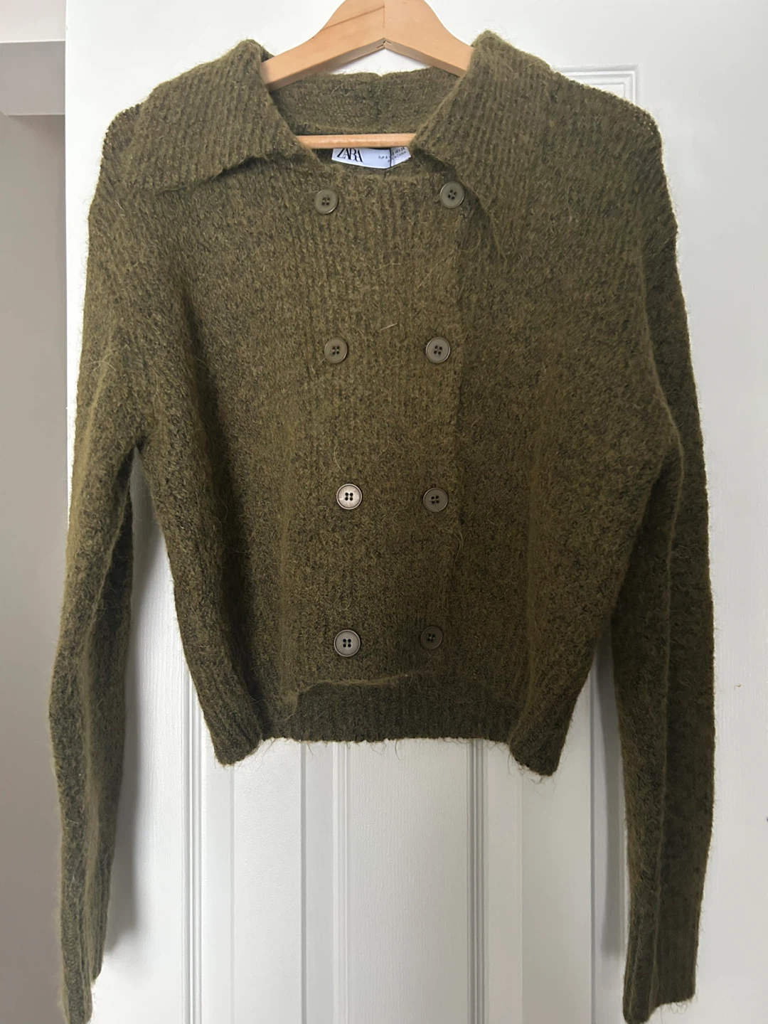 Zara Olive Green Knit Cardigan - Size S